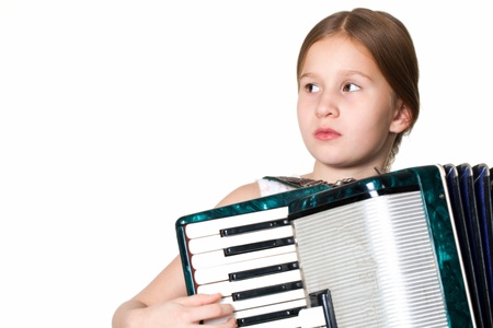 man with an accordion Come and play a littleの写真素材