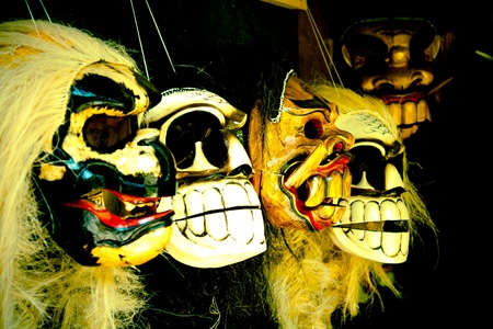 A set of Balinese traditional masksの写真素材