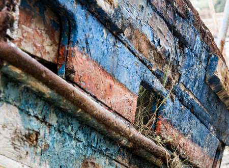 Old wooden boat carcass