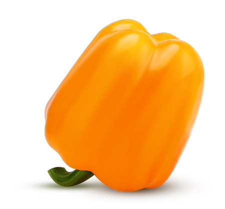 Yellow bell pepper isolated on white background. Clipping Path.の写真素材