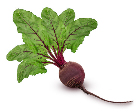 Fresh red beet root with leaf isolated on white background. Clipping Path
