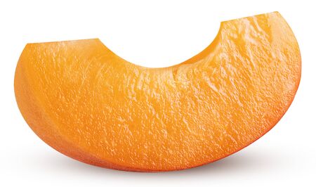 Fresh ripe apricot slice isolated on white background.  Full depth of field.の写真素材