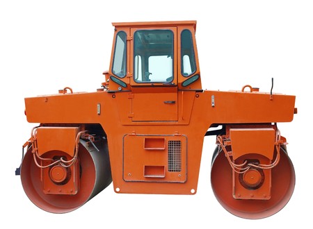 Road roller compactor isolated over white.