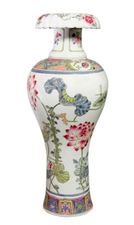 Antique Chinese Vase isolated over white の写真素材