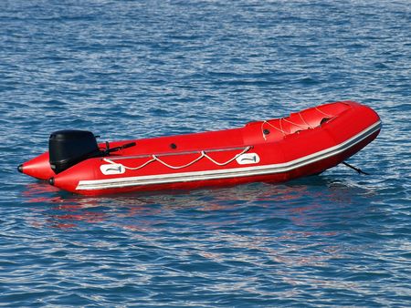 Red Inflatable Lifeboat.の写真素材