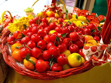 Vendor display colorful assortment of sweet candy at in Nice, France.の写真素材