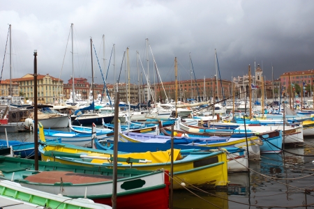Old classic wooden boats in the old port. Nice, France.の写真素材