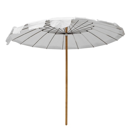White beach umbrella isolated on white. の写真素材