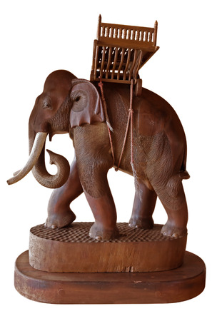 Wooden elephant figurine from Thailand. Clipping Path included. It is not exclusive and is sold as a souvenir.の写真素材