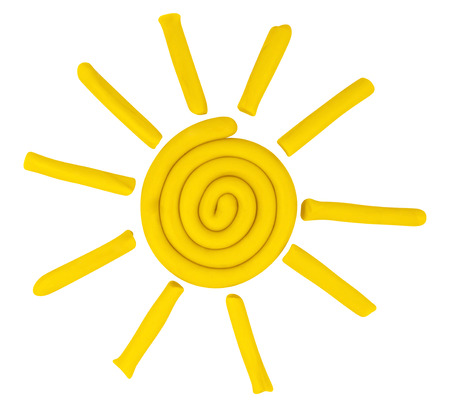Plasticine Sun isolated on a white background. Clipping path included.の写真素材