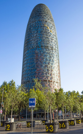 BARCELONA, SPAIN - JULY 10, 2016: The Agbar Tower - is a skyscraper of 38 floors in Barcelona. The tower was designed by architect Jean Nouvel.のeditorial素材