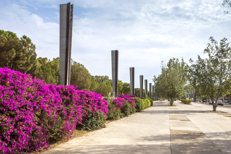 Promenade at Poblenou district in Barcelona, Spainの写真素材