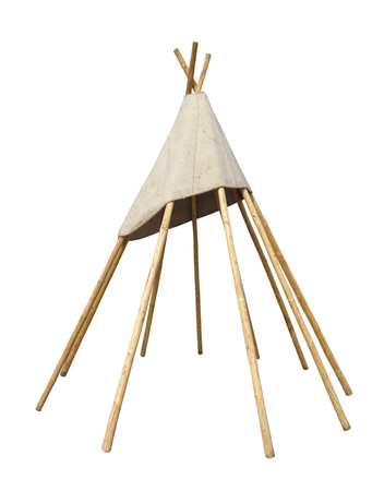 Wooden body of indian tent isolated on white. Clipping path included