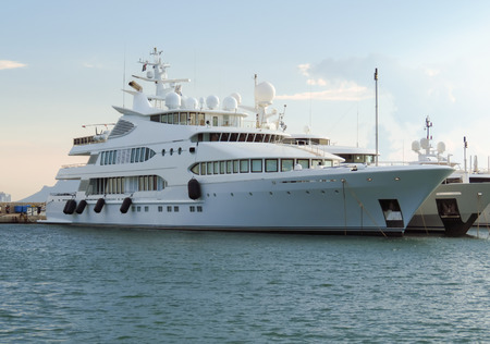 Luxury Yacht anchored in Port Pierre Canto at the Boulevard de la Croisette in Cannes, Franceのeditorial素材