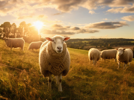 Sheep in a pastureの素材