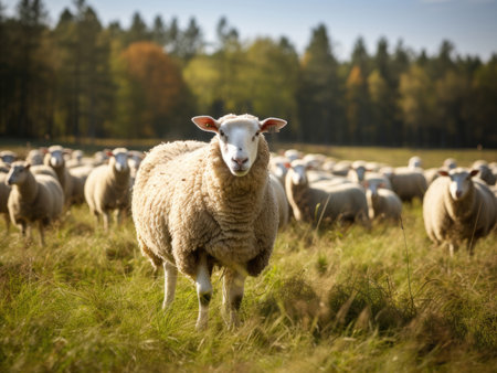 Sheep in a pastureの素材