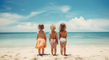 Children on the sea beach on a sunny dayの素材