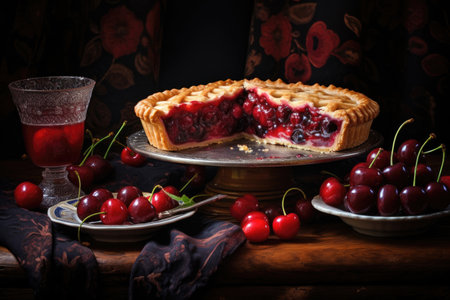 Cherry pie, still lifeの素材