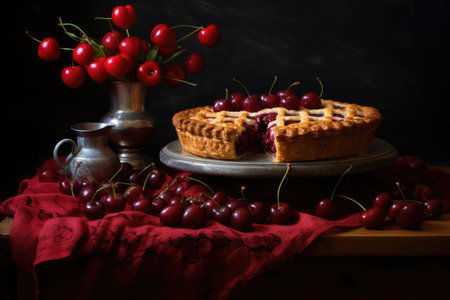 Cherry pie, still lifeの素材