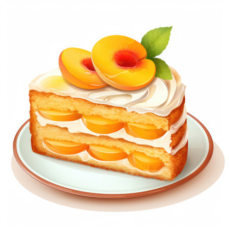 Peach cake clipart, isolated on white backgroundの素材