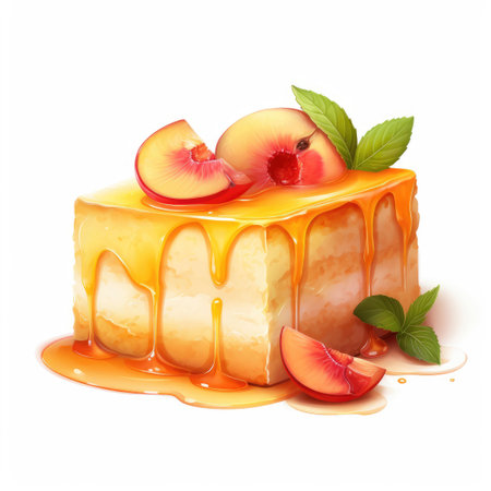 Peach cake clipart, isolated on white backgroundの素材