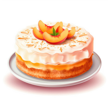 Peach cake clipart, isolated on white backgroundの素材
