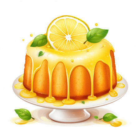 Lemon cake clipart, isolated on white backgroundの素材