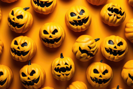 Creepy halloween concept background with pumpkinsの素材