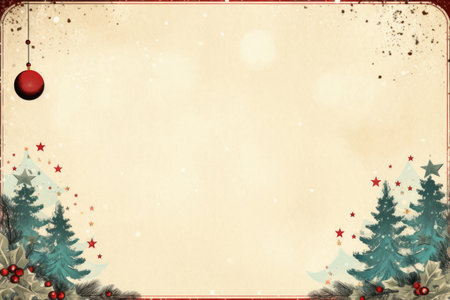 Retro Christmas card design with empty space in the centerの素材