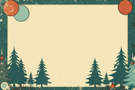 Retro Christmas card design with empty space in the centerの素材