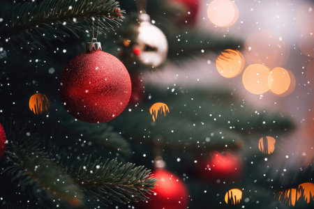 Brightly Christmas tree close upの素材