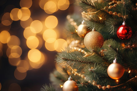 Brightly Christmas tree close upの素材