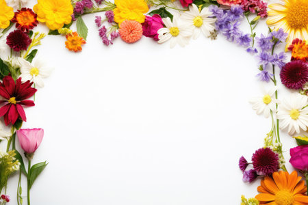 Frame made of different colorful flowersの素材
