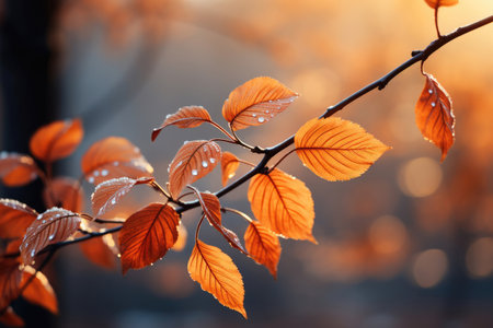 Vibrant orange leaves on the background of natureの素材