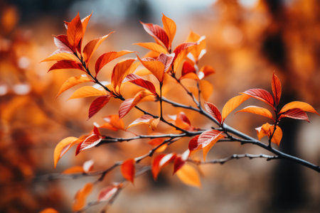 Vibrant orange leaves on the background of natureの素材