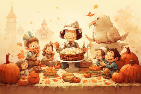 Illustration of Happy Thanksgivingの素材