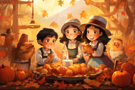 Illustration of Happy Thanksgivingの素材