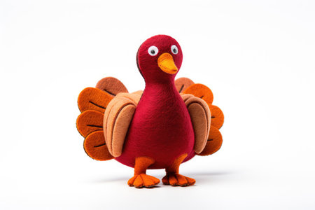 Felt turkeys for Thanksgiving on a white backgroundの素材