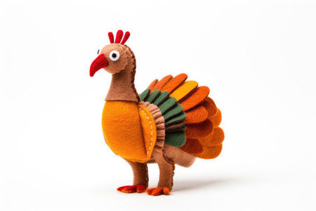 Felt turkeys for Thanksgiving on a white backgroundの素材