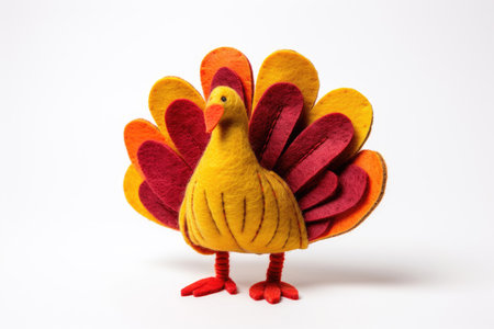 Felt turkeys for Thanksgiving on a white backgroundの素材