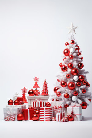 Christmas attributes on white backgroundの素材