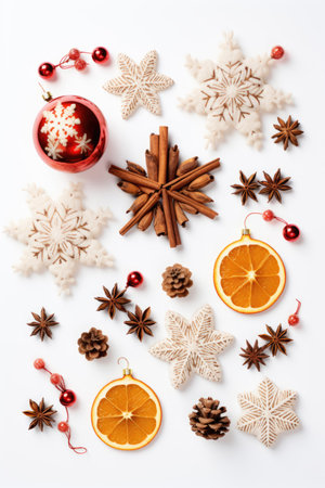 Christmas attributes on white backgroundの素材