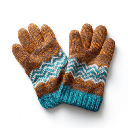 Woolen gloves on a white backgroundの素材