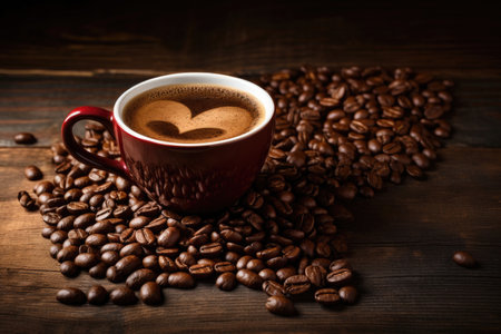 International Coffee Day and coffee beans backgroundの素材