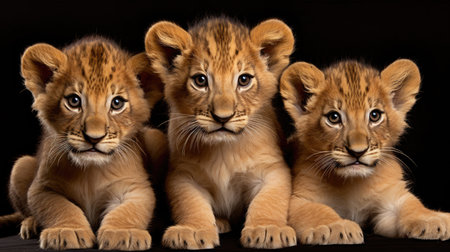 Group of cute lion cubesの素材