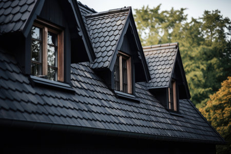 Roof of a house made of modern materials close-upの素材