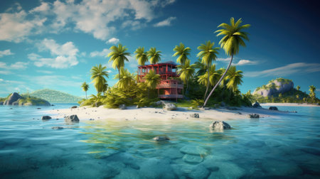 Abstract image of a desert island in the tropicsの素材