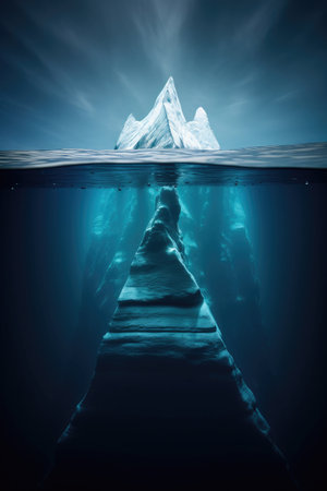 Iceberg in clear blue waterの素材