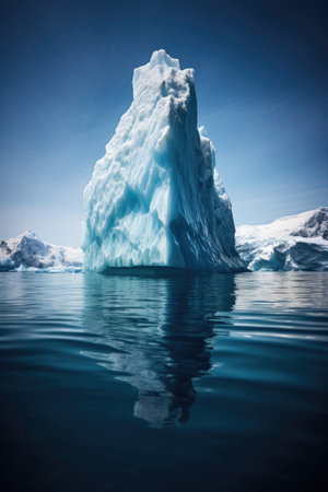 Iceberg in clear blue water