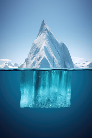 Iceberg in clear blue waterの素材